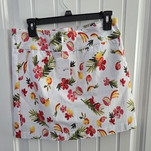 NWT Zac & Rachel Womans Size 6 Skort Skirt White Tropical Fruit Pickleball Golf